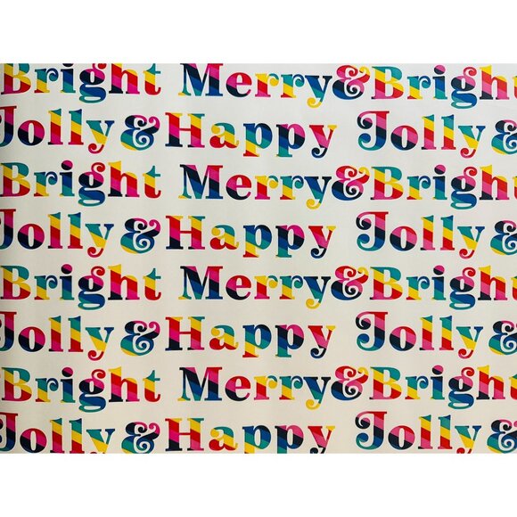 Hallmark Wrapping Paper Christmas Jolly Happy Merry Bright 40 sq ft Roll Holiday - Picture 1 of 2
